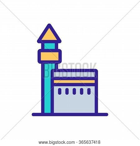 Haji Concrete Fence With Tower Icon Vector. Haji Concrete Fence With Tower Sign. Color Symbol Illust