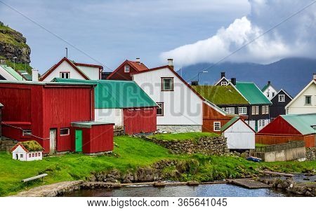Gjogv Village Near The Ocean In Faroe Islands
