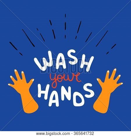Coronavirus Collection - Wash Your Hands Lettering - Vector Illustration