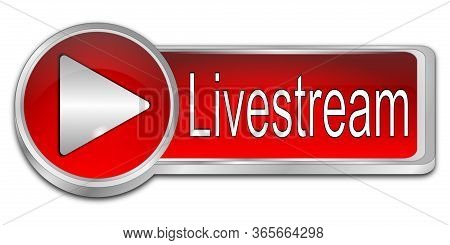 Red Livestream Button On White Background - 3d Illustration