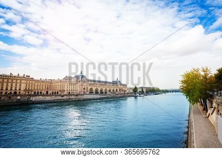 Seine River In Paris Downtown View No The Quai Anatole France Embarkment And Orsay Museum
