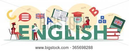 English Course Typographic Header Concept. Study Foreign Languages