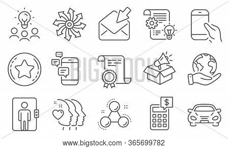 Set Of Business Icons, Such As Calculator, Friends Couple. Diploma, Ideas, Save Planet. Chemistry Mo