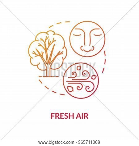 Fresh Air Red Concept Icon. No Pollution. Environment And Nature. Breath Oxygen. Plant And Tree. Cou