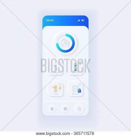 Internet Of Things Application Smartphone Interface Vector Template. Mobile App Page Light Design La