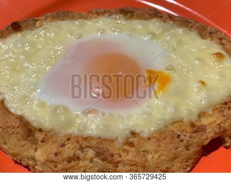 Home Made Diet Proper Nutrition Khachapuri - Traditional Georgian Pie With Cheese And Egg. Horizonta