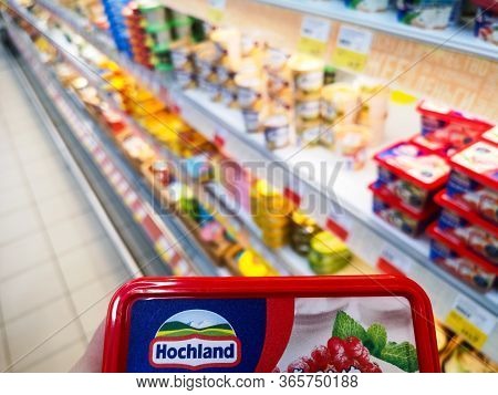 German Melted Hohland Cheese Near The Counter Of Cheese Products In Ashan Shopping Center On May 6, 