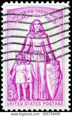 Saint Petersburg, Russia - April 01, 2020: Postage Stamp Issued In The United States Dedicated To Th