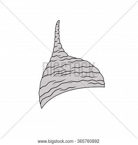 Tin Foil Hat With Black Stroke In Hand Drawn Style. Vector