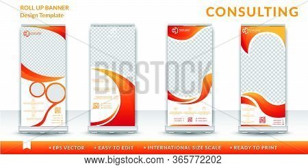 Consulting Roll Up Design Template Vector Illustration