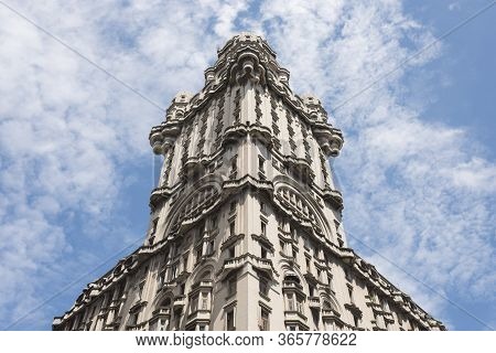 Montevideo / Uruguay, Dec 29, 2018: Exterior View Of The Salvo Palace, The Tallest Building In Latin