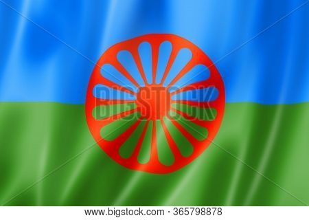 Romani People Ethnic Flag. 3d Illustration Render
