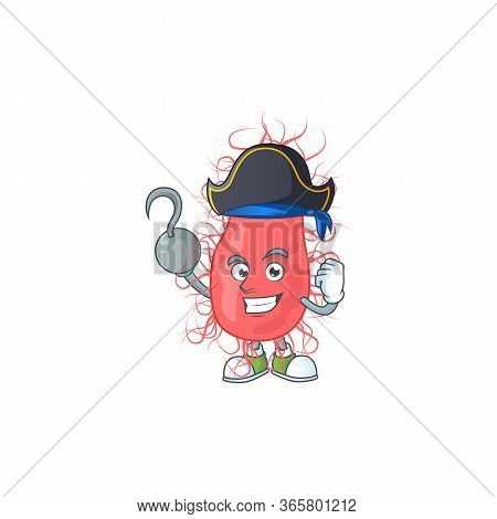 Cool Pirate Of Escherichia Cartoon Design Style With One Hook Hand