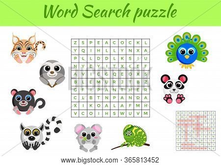 Clip Cards Game Template Word Search Puzzle. Kids Activity Worksheet Colorful Printable Version. Edu