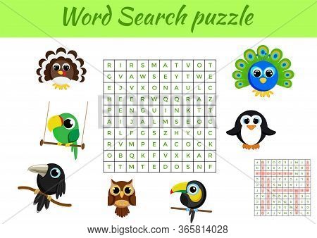 Clip Cards Game Template Word Search Puzzle. Kids Activity Worksheet Colorful Printable Version. Edu