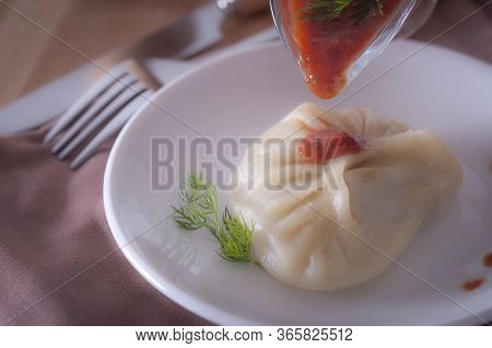  a Delicious, Diet Dish. Steam Dumplings. Korean Dumplings.
