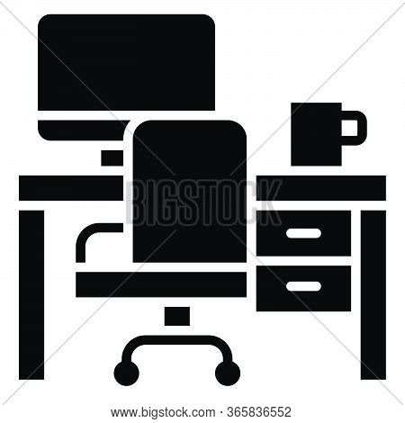 Office Desk With Computer, Workplace Vector Illustration