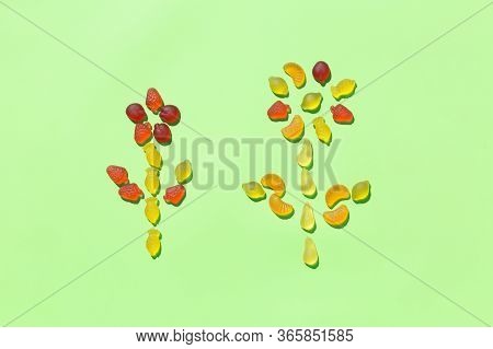 Creative Picture Of Flowers From Jelly Candies, Arts And Crafts