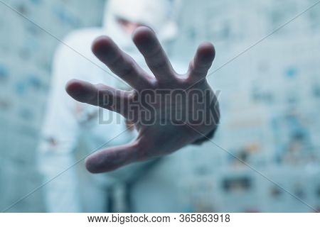Victim Of Tabloid Journalism And Fake News Infodemic, Conceptual Image Of Man Wrapped In Bandages Su