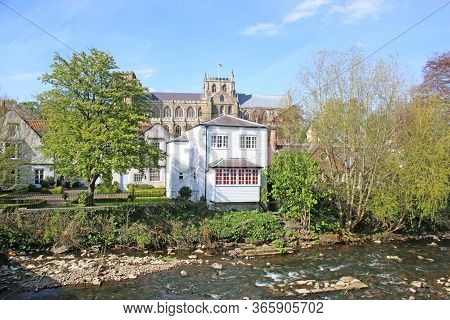 Ripon Cathedral And Town Across The River Skell, Yorkshire