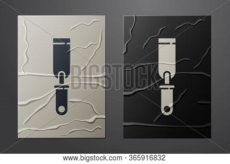 White Rasp Metal File Icon Isolated On Crumpled Paper Background. Rasp For Working With Wood And Met