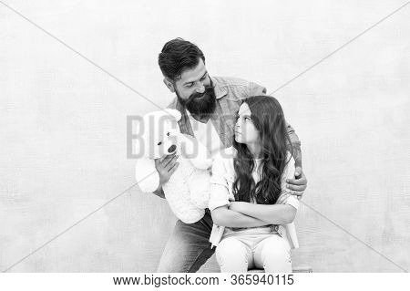 Conflict Resolution. Family Conflict. Conflict Between Father And Daughter. Small Child Feel Offende