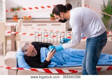 Father and son in coronavirus disease concept at home