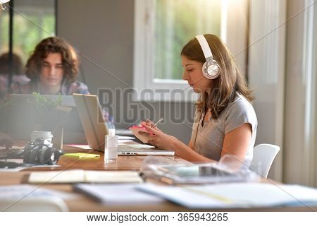 Young people studying from home during confinement period