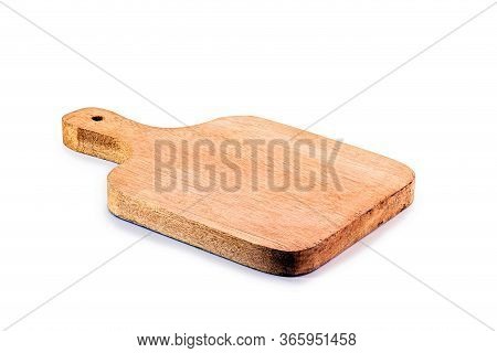 Chopping Board Made Of Wood On Isolated, Rustic White Background. Made In Brazil, Decorative Product