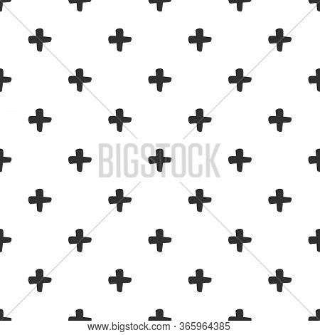 Hand Drawn Cross Or Plus Seamless Pattern. Stock Vector Illustration
