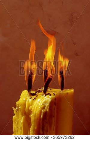 Votive Candle, Candle Flame, Large Greased Candle