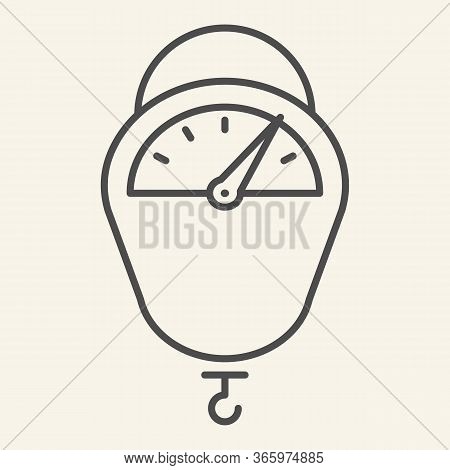 Hanging Scale Thin Line Icon. Kitchen Scales Tool Symbol, Outline Style Pictogram On Beige Backgroun