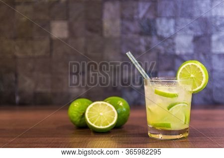 Caipirinha, Traditional Brazilian Alcoholic Drink, Typical Drink Made With Sugar, Lemon, Distilled C