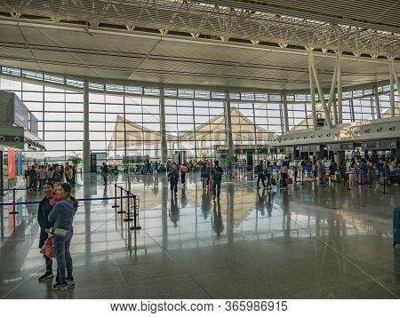 Changsha/china-18 October 2018:unacquainted Chinese People Of Tourist In Changsha Internation Airpor
