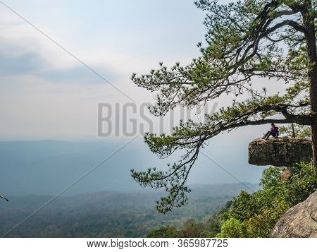 Loei/thailand-17 Feb 2019:beautiful Scenery View Of Lomsak Cliff On Phu Kradueng Mountain National P