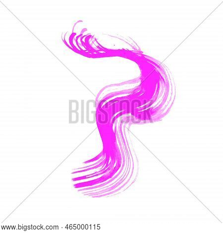 Pink Watercolor Brush Stroke. S-shape. Element For The Design Of Wedding Invitations And Cards. Vale