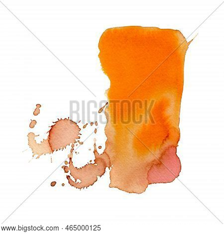 Watercolor Blot Or Smudge. Element For The Design Of Wedding Invitations And Cards. Orange Blotch.