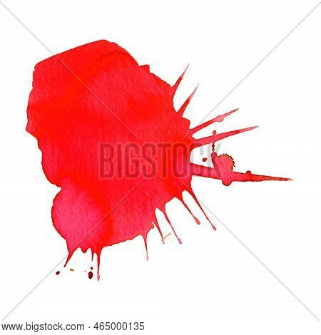 Watercolor Blot Or Smudge. Element For The Design Of Wedding Invitations And Cards. Red Blotch.