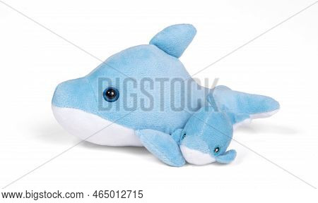 Pliuche Dolphin Toy, Isolated On A White Background