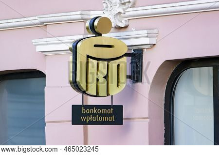 Bydgoszcz, Poland - August 10, 2022: Golden Bank Polski Pko Logo Of Atm (bankomat) In Poland