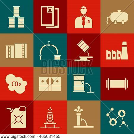 Set Molecule Oil, Industry Pipe, Oil Industrial Factory Building, Businessman Stock Market Trader, A