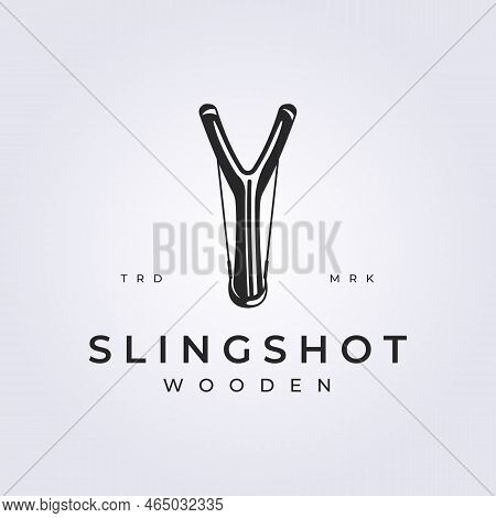 Retro Catapult Or Slingshot Vector Logo Illustration Design,