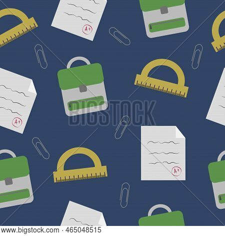 Seamless Educational Pattern With School Elements. Vector Illustration For Cards, Posters, Flyers, W