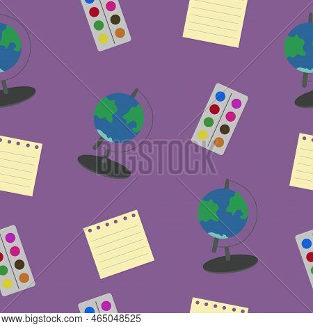 Seamless Educational Pattern With School Elements. Vector Illustration For Cards, Posters, Flyers, W