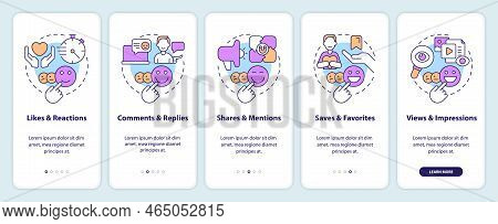 Measure Engagement On Social Media Ways Onboarding Mobile App Screen. Walkthrough 5 Steps Editable G