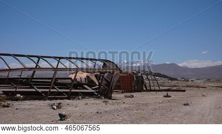 Old Locomotive In Atacama Dessert Bolivia Blue Sky