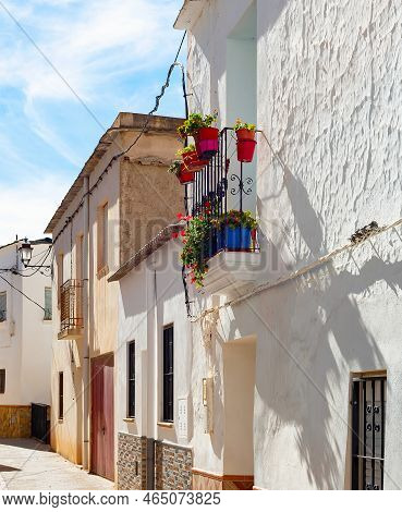 Old Town Street Curve, White Houses, Traditional Architecture, Darrical, Spain