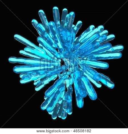 Blue Frozen Fluid Columns In Spherical Abstract Shape