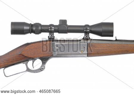 Lever-action Hunting Rifle And Scope Isolated On White