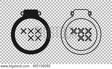 Black Round Adjustable Embroidery Hoop Icon Isolated On Transparent Background. Thread And Needle Fo